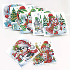 Penguins & Snowmen Christmas Cards | 8 pieces | Diamond Painting
