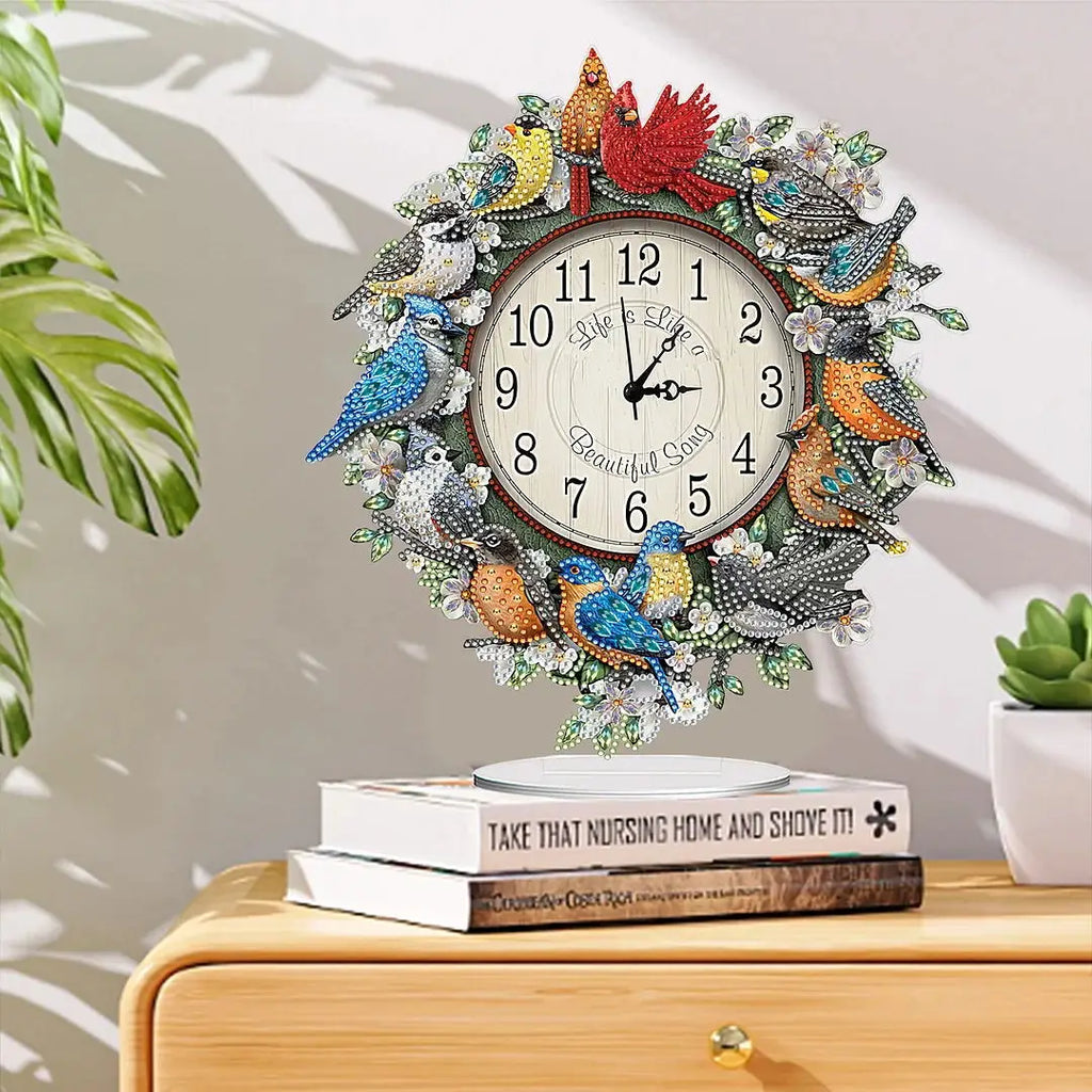 5D Clock with Birds | Diamond Painting