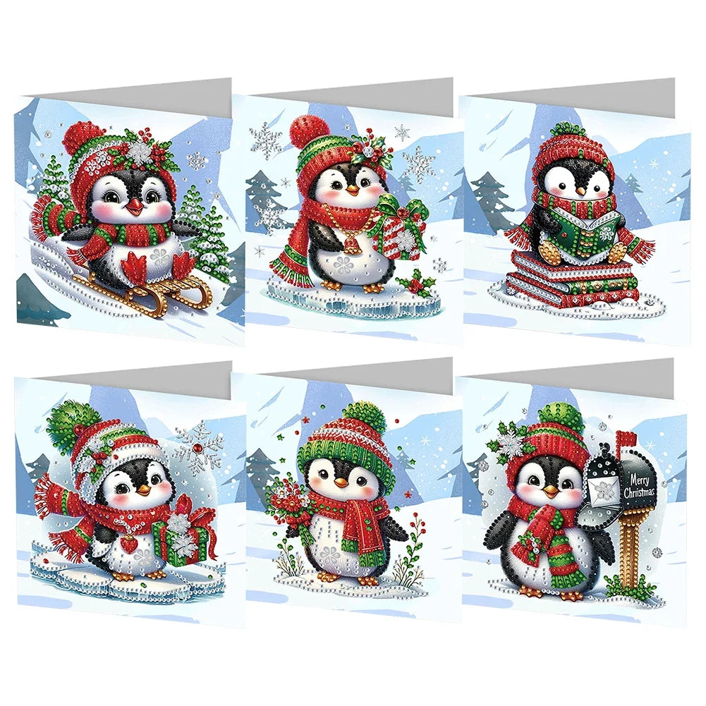 Penguin Christmas Card Set | 6 Pieces | Diamond Painting