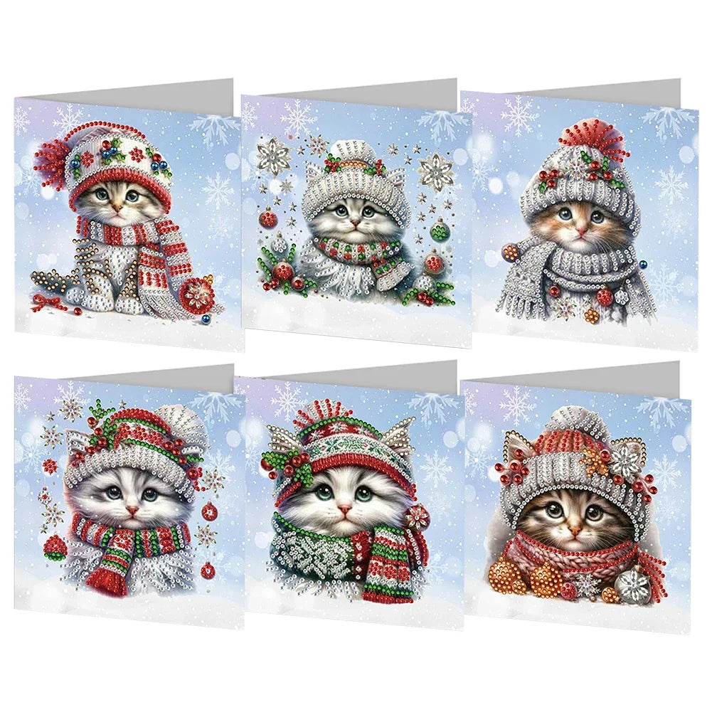 Christmas Cats Christmas Cards | 6 pieces | Diamond Painting