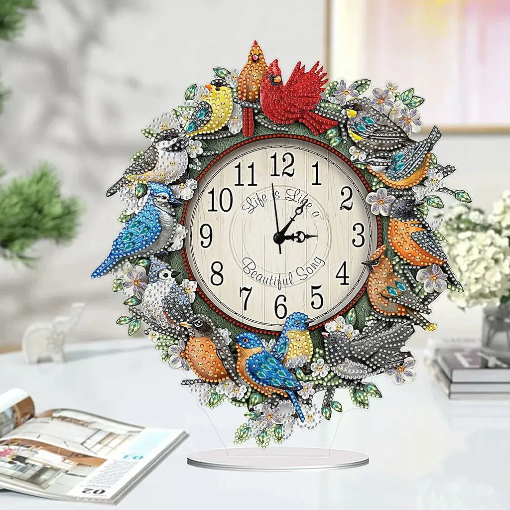 5D Clock with Birds | Diamond Painting