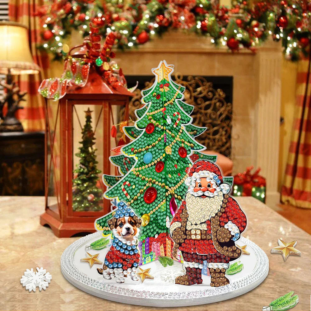 3D Santa Claus next to the Christmas tree | Diamond painting