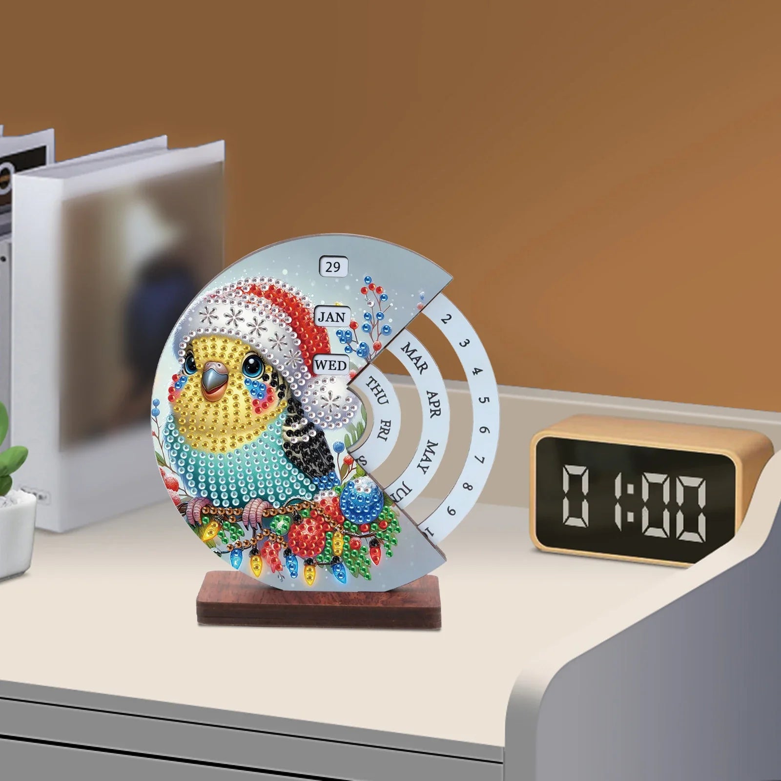 Bird with Christmas hat | Calendar | Diamond painting