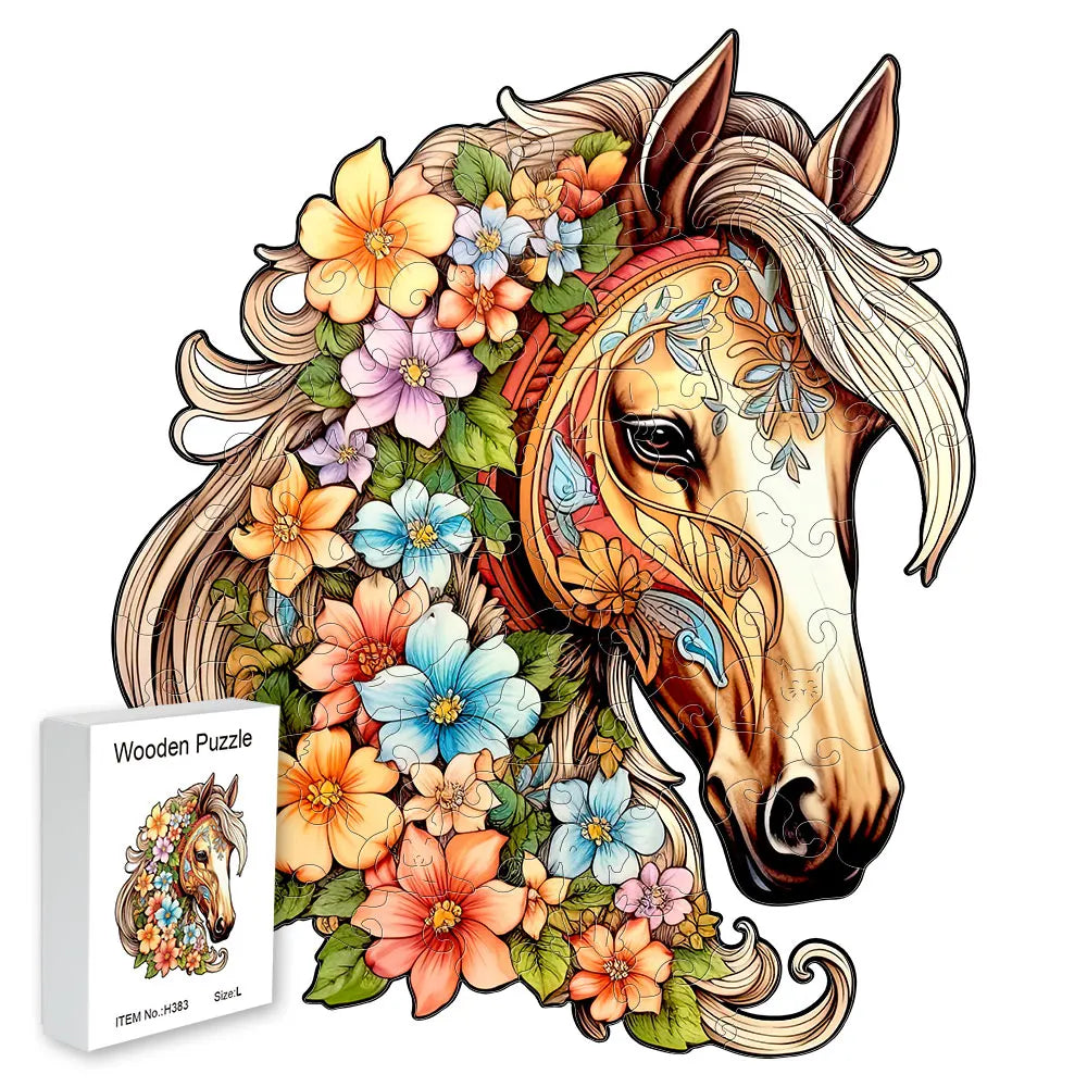 Horse with Flowers | Wooden Puzzle