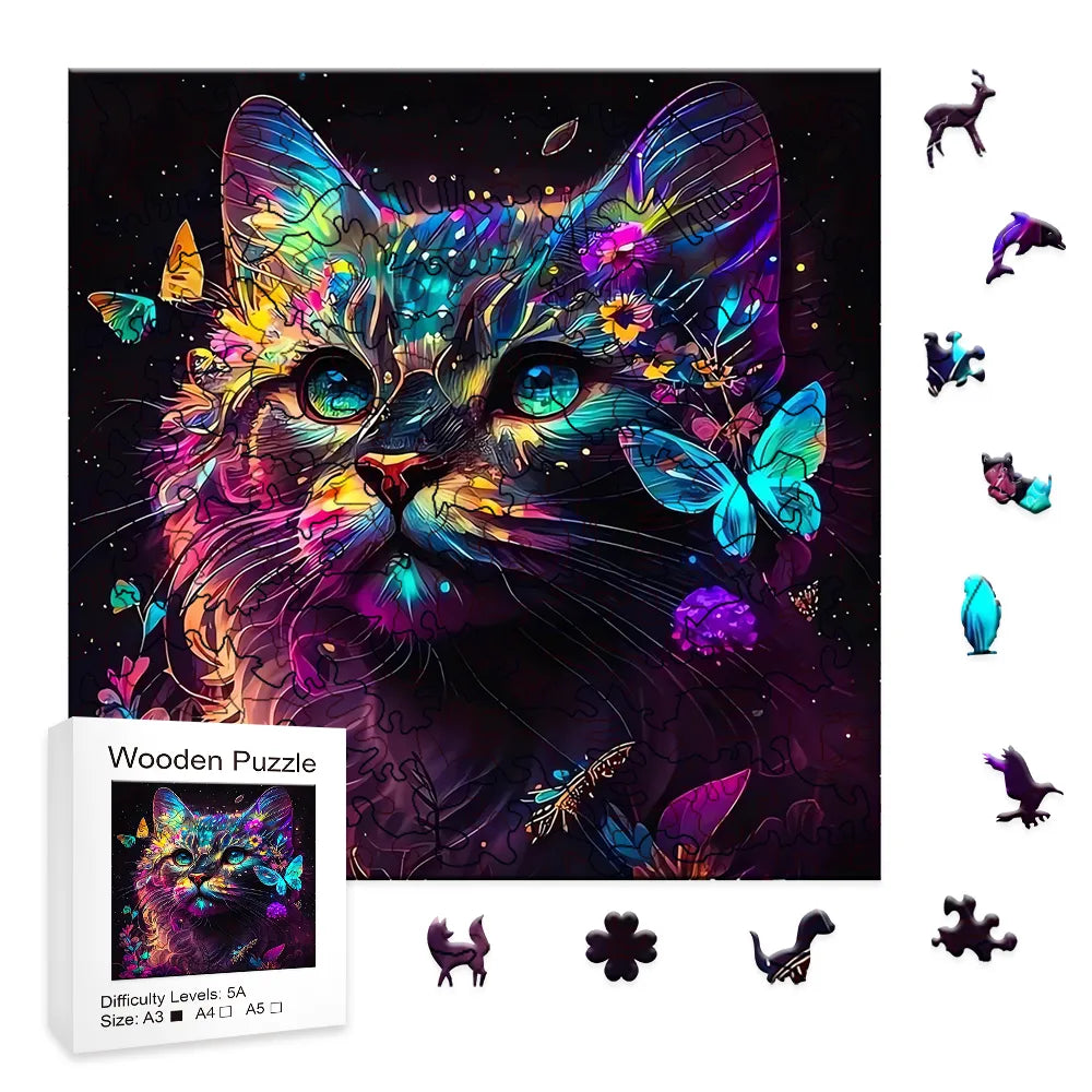 Cat with Butterflies | Wooden Puzzle