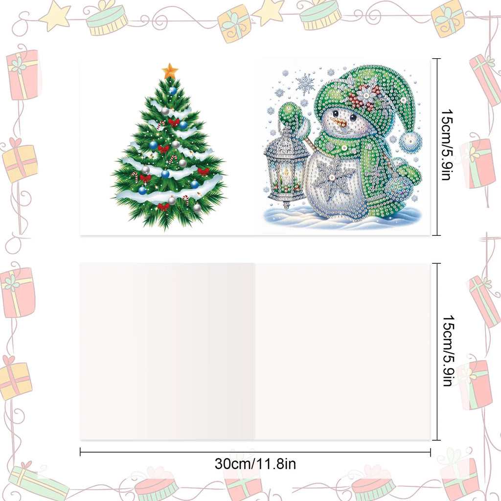 Penguins & Snowmen Christmas Cards | 8 pieces | Diamond Painting