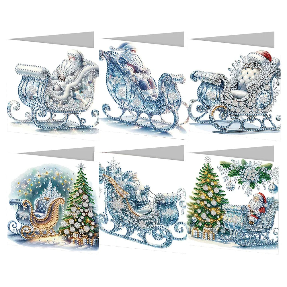 Winterpret in the Sleigh Christmas Cards | 6 Pieces | Diamond Painting