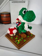 Green Dino Toy with Red Builder on Building Plate | Building Blocks