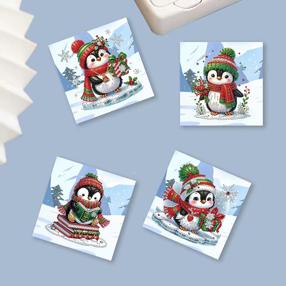 Penguin Christmas Card Set | 6 Pieces | Diamond Painting