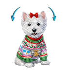 Moving dog with bow | Diamond painting