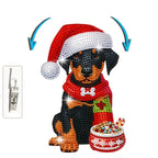 Moving dog with Christmas hat | Diamond painting