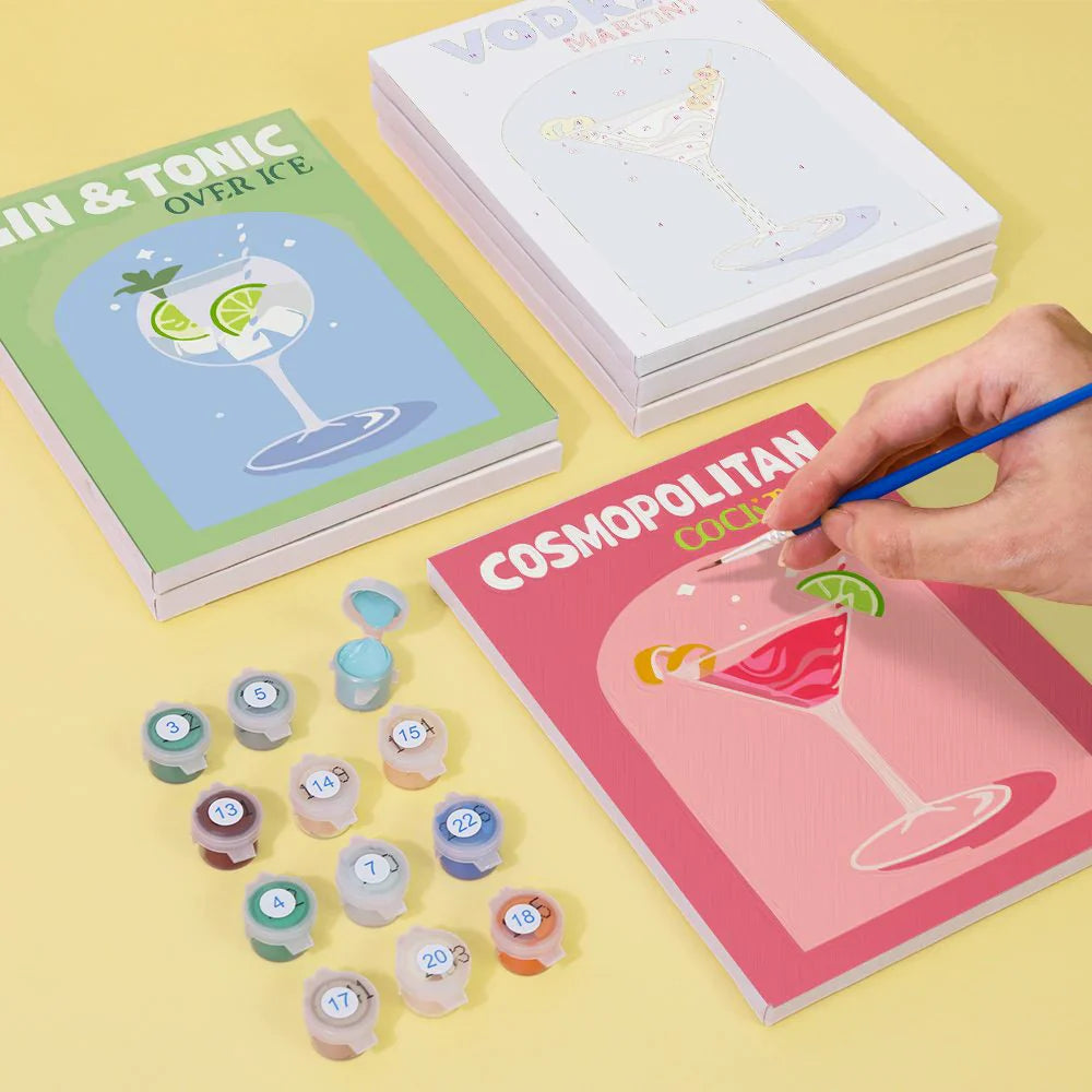 6 Mini Paintings | Colorful Cocktail Collection | paint by numbers