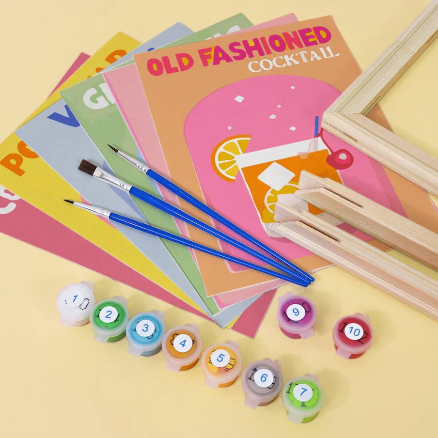 6 Mini Paintings | Colorful Cocktail Collection | paint by numbers