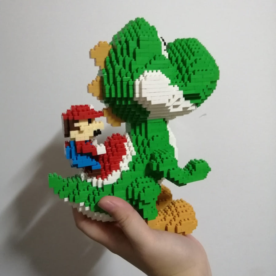 Green dinosaur with red plumber | Building blocks