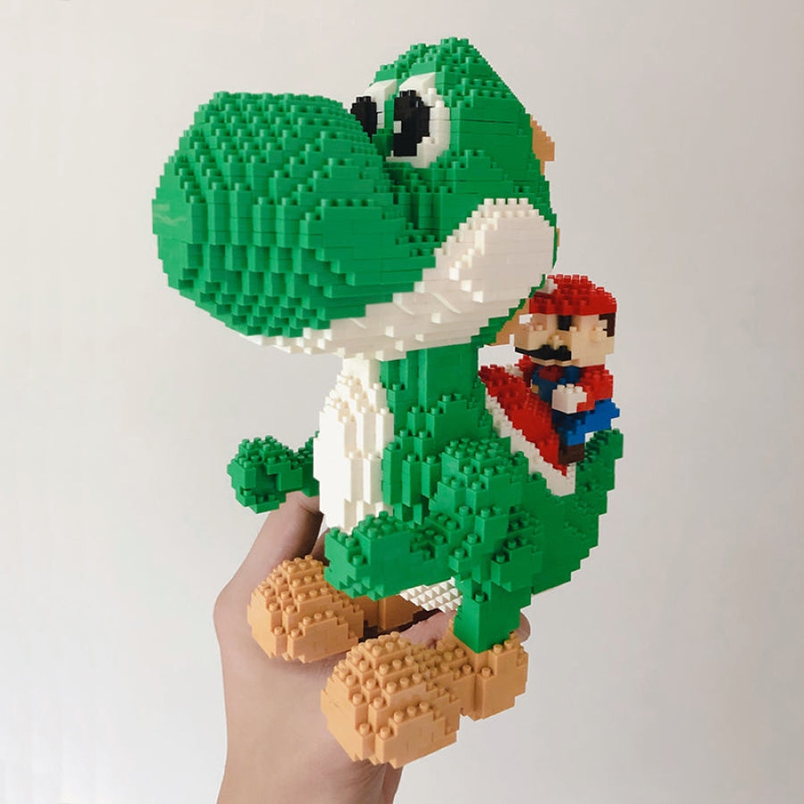 Green dinosaur with red plumber | Building blocks