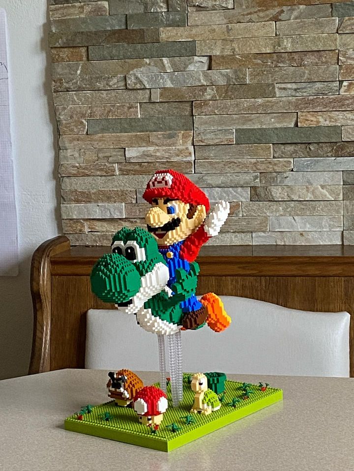 Flying green dinosaur and red plumber | Building blocks